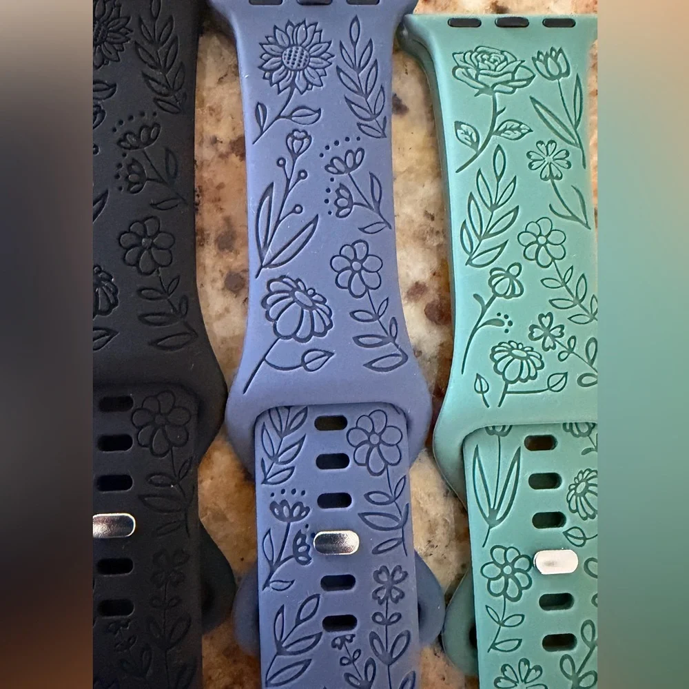 Floral Silicone Apple Watch Bands - Multiple Colors